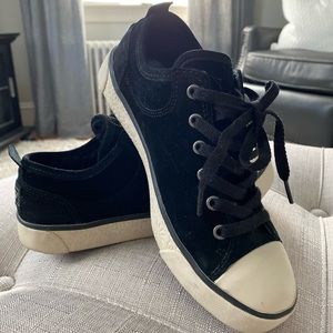 Ugg Size 6 Black Suede and Cream Sneakers